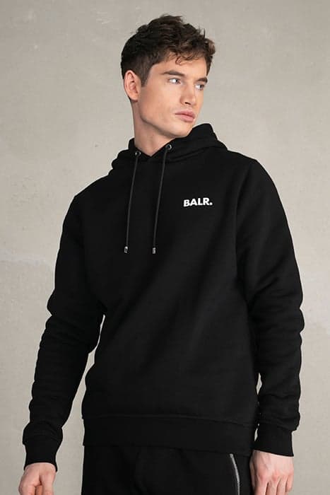 BRAND STRAIGHT SMALL LOGO HOODIE JET BLACK by BALR.