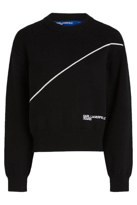 KLJ CONTRAST RIBBED SWEATER BLACK by KARL LAGERFELD