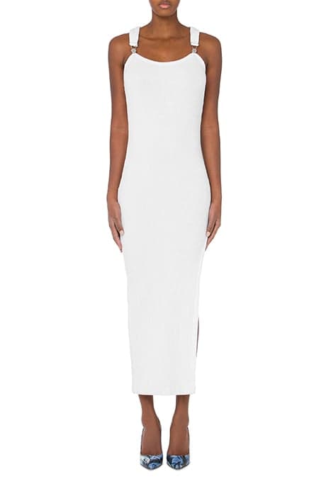 RIBBED DRESS WITH BRACES WHITE by Moschino