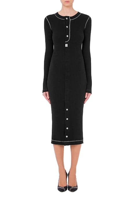 RIBBED COTTON DRESS BLACK by Moschino