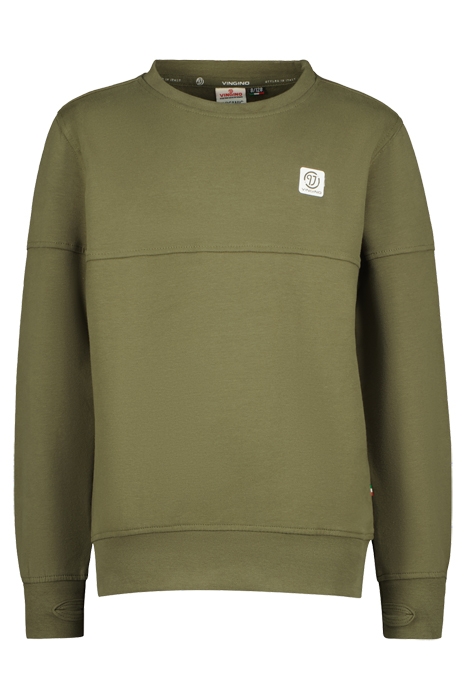 CREWNECK-BASIC-LOGO ARMY GREEN 1