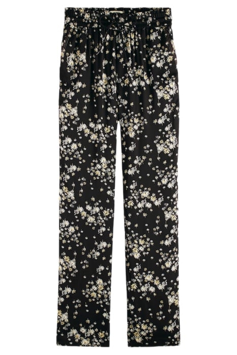 NINA - MID RISE TAPERED PRINTED SILKY TROUSERS DANDELION BLA 1
