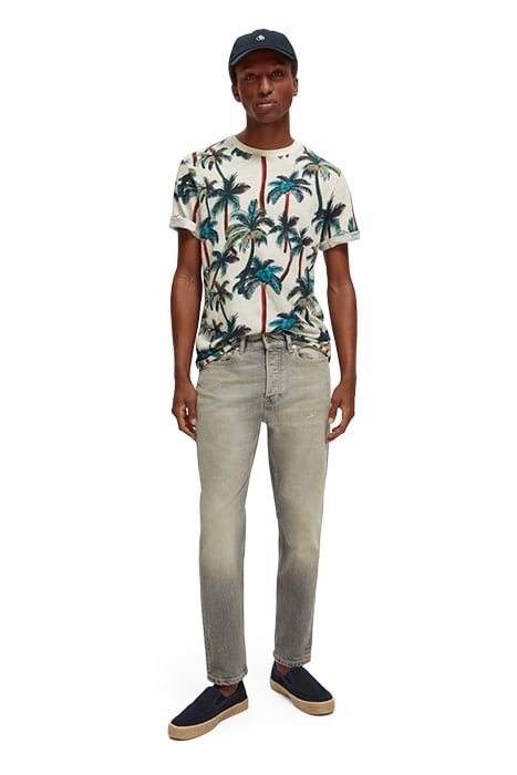 PALM-PRINTED CREWNECK T-SHIRT OFFWHITE PALMTREES AOP 5