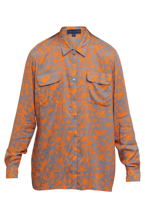 ORANGE TROPIC PRINT UTILITY SHIRT PRINT 4
