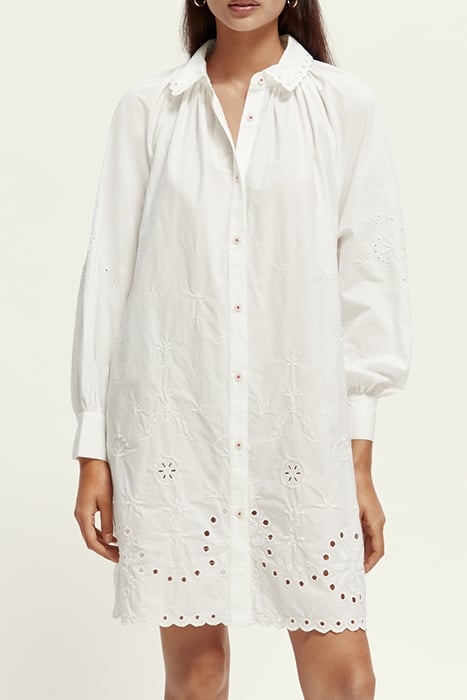 SHIRT DRESS WITH EMBROIDERY DETAIL IN ORGANIC COTTON WHITE 2