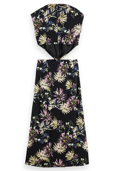 DRAPED STRUCTURED SHOULDER MIDI DRESS ASTER BLACK 7