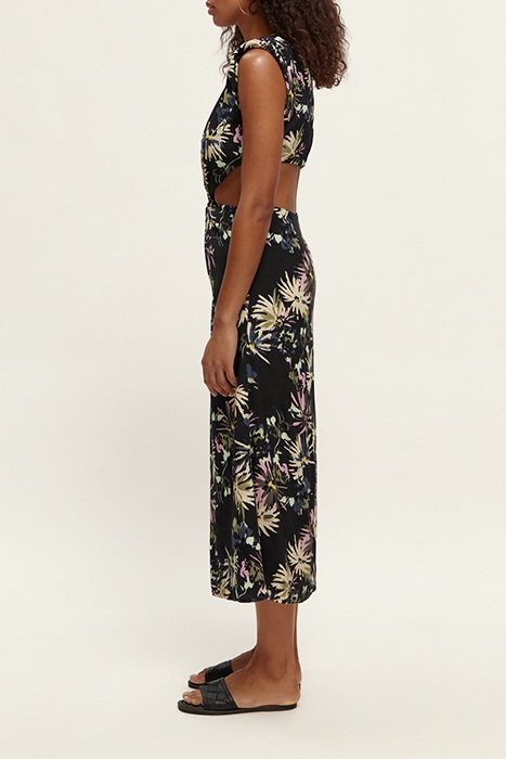 DRAPED STRUCTURED SHOULDER MIDI DRESS ASTER BLACK 5