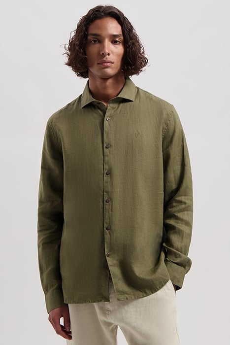 BASIC SHIRT LINEN ARMY GREEN 1