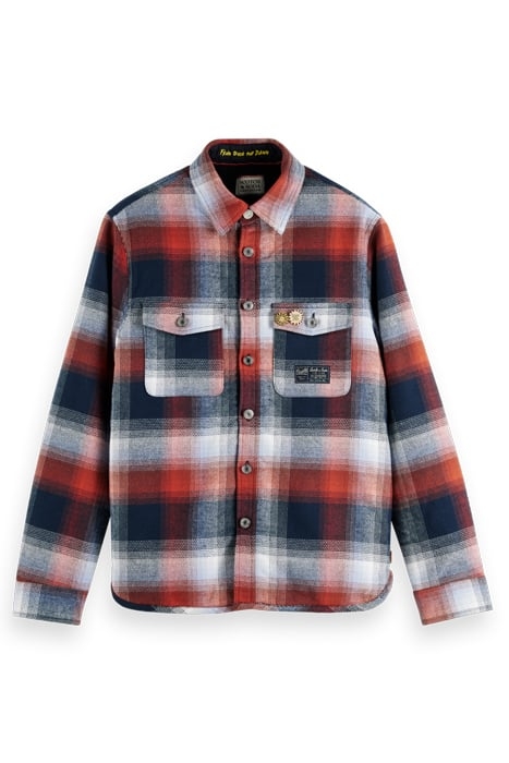 TEDDY LINED CHECKED OVERSHIRT BLUE RED CHECK 4