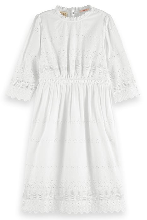 MIDI BRODERIE ANGLAISE DRESS OFF WHITE 4