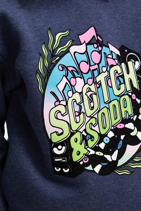 RELAXED FIT ARTWORK HOODIE NIGHT MELANGE 6