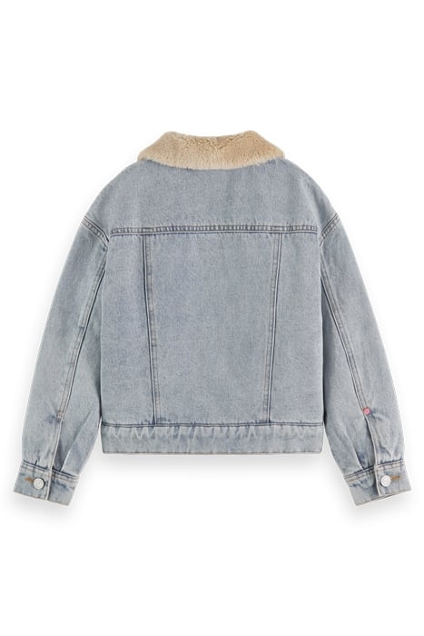 TEDDY LINED DENIM BIKER JACKET INDIGO 5
