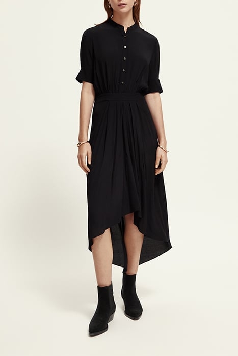 MIDI DRESS WITH HIGH LOW HEM BLACK 2