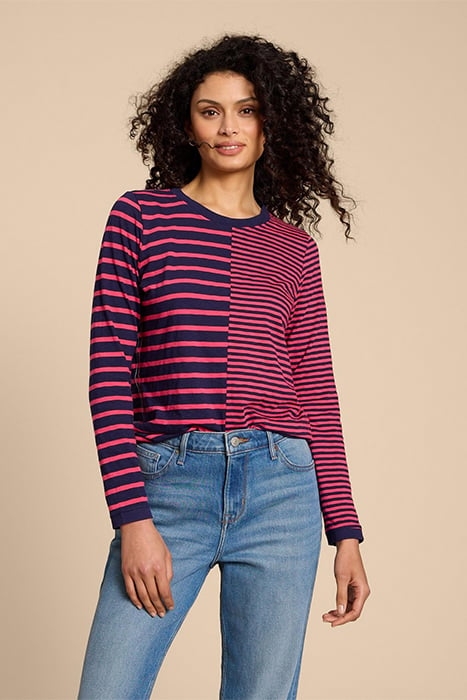 CAIE STRIPE TEE PINK 1