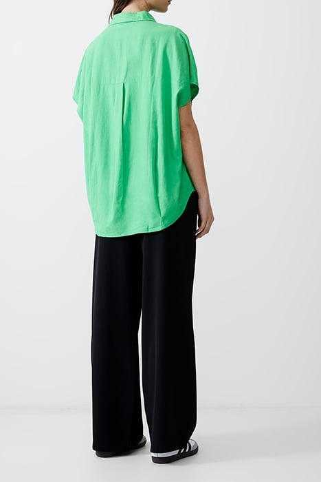 S/S LINEN BLEND POPOVER POISE GREEN 2