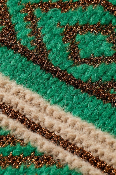 METALLIC FAIR ISLE PULLOVER FROZEN MINT 8