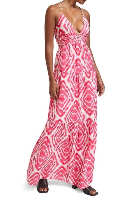 MAXI WAISTED DRESS DISCO TIE DYE POP PINK 5