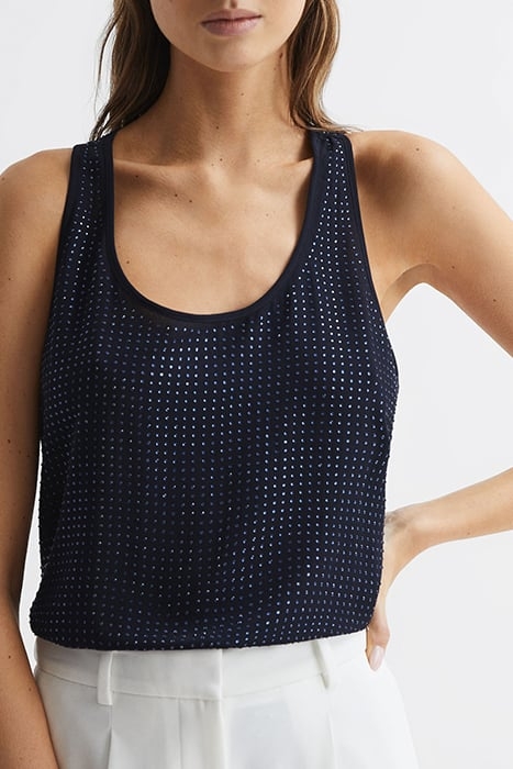 BROOKLYN-EMBELLISHED TANK TOP CAMI NAVY 1