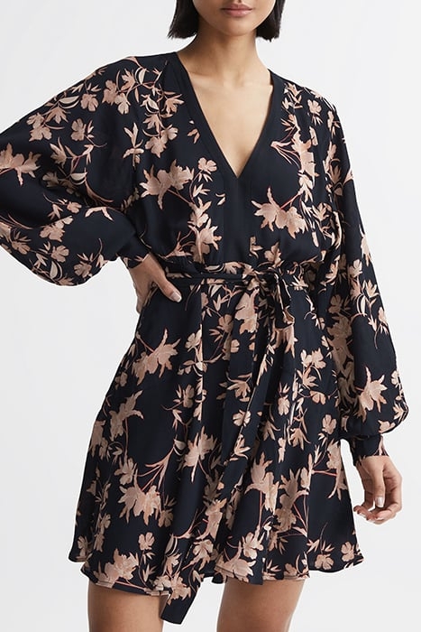 KERINA-FLORAL DRESS PINK/BLACK 1