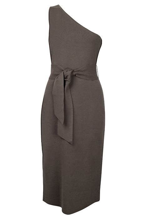 LAUREN ONE SHOULDER MIDI KNIT DRESS KHAKI 1