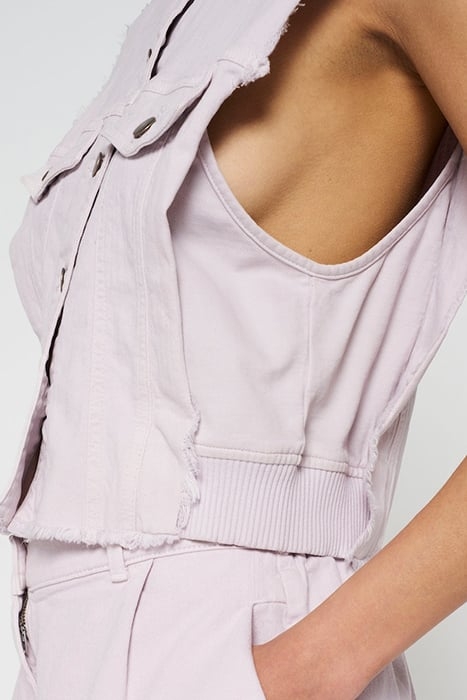 CROPPED TWILL GILET PALE LILAC 6