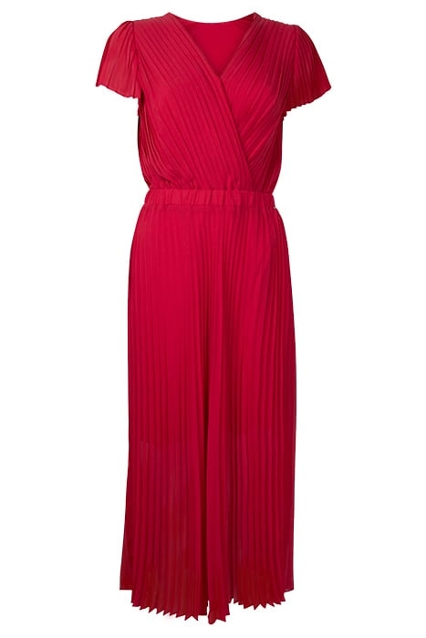 RED WRAP TOP FULLY PLEATED LONG DRESS 1