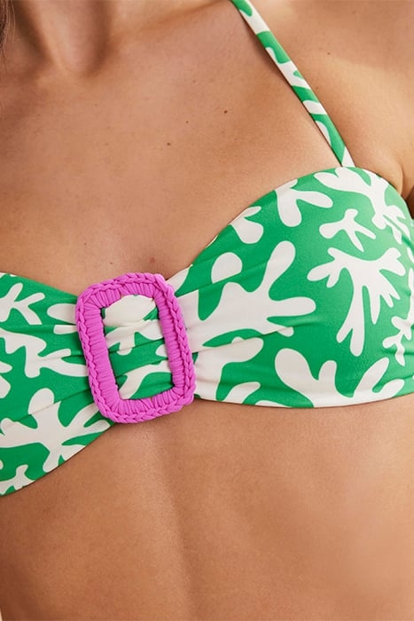 TAORMINA BANDEAU BIKINI TOP GREEN, ABSTRACT FOLIAGE 6