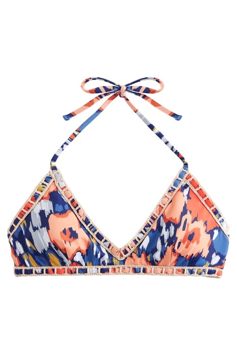 CROCHET TRIM BIKINI TOP NAVY, ABSTRACT POPPY 3