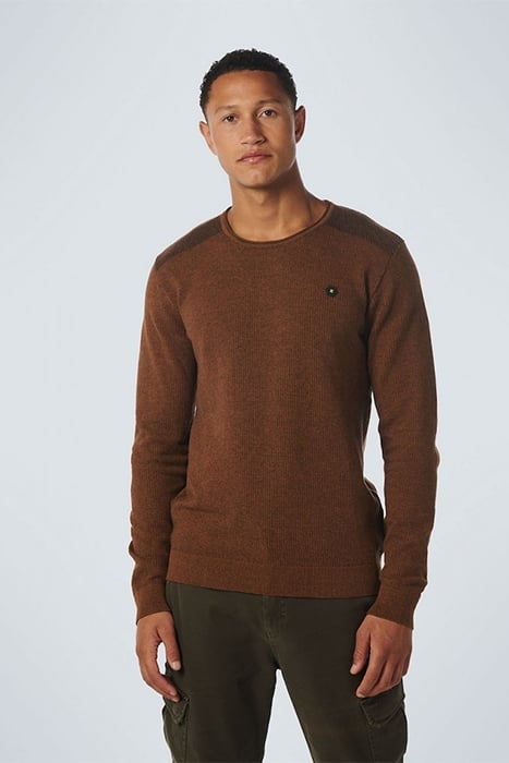 PULLOVER CREWNECK 2 COLOURED JACQUARD CARAMEL 1