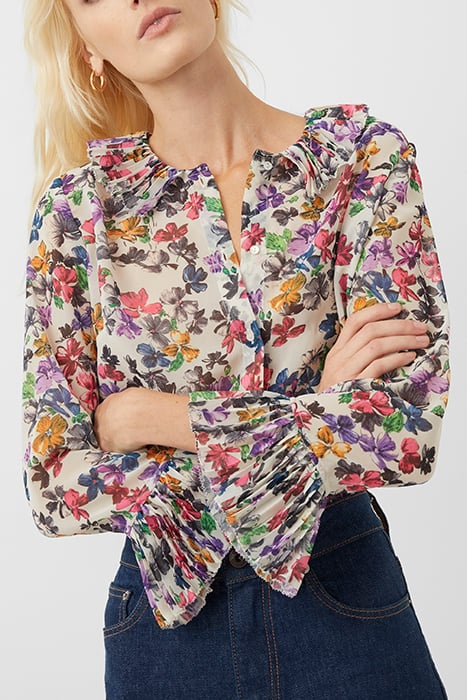 ALIANAU MIX BUTTON DOWN TOP CLASSIC CREAM MULTI 4