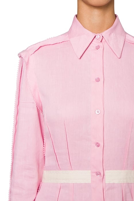 INSIDE OUT LINEN BLEND CANVAS SHIRT DRESS PINK 4