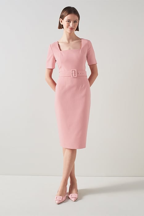 LEONORA - BELTED CREPE DR PINK 2