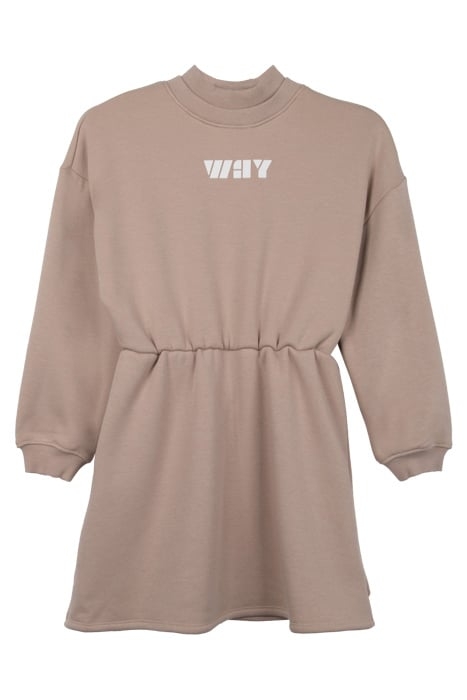 GIRLS’ BEIGE SWEATSHIRT-DRESS WITH ELASTICATED WAIST 1