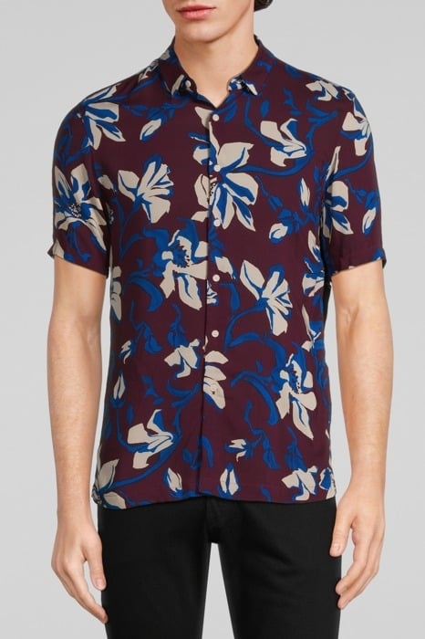 BURGUNDY XL FLOWER PRINT REGULAR SHIRT BURGUNDY 1