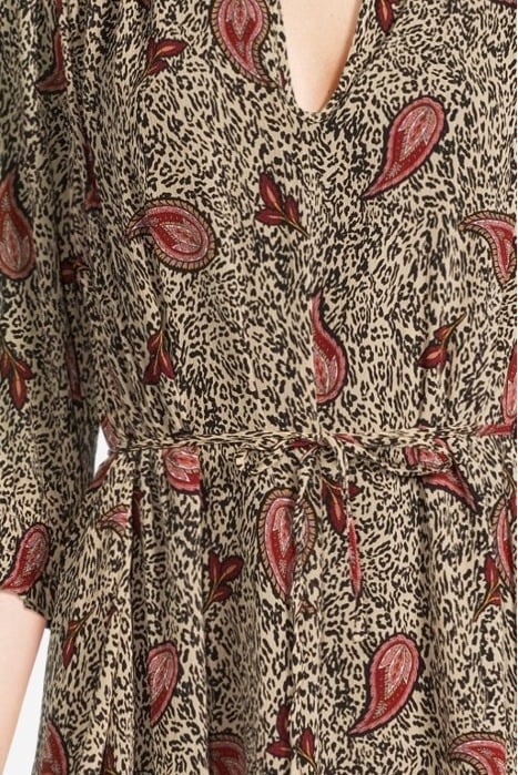 ECRU RECYCLED PAISLEY LEOPARD PRINT DRESS 4