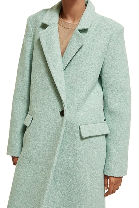 GREEN MELANGE SINGLE BREASTED BOUCLE COAT LIGHT MINT 6