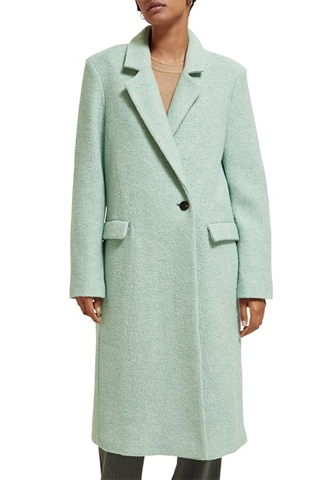 GREEN MELANGE SINGLE BREASTED BOUCLE COAT LIGHT MINT 1