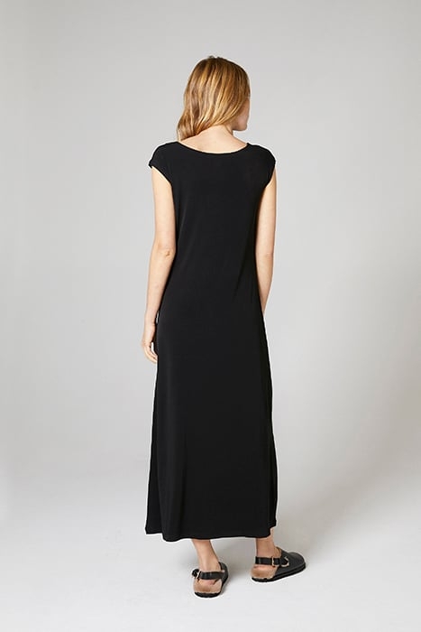 LUXE JERSEY CAP SLEEVE DRESS BLACK 2