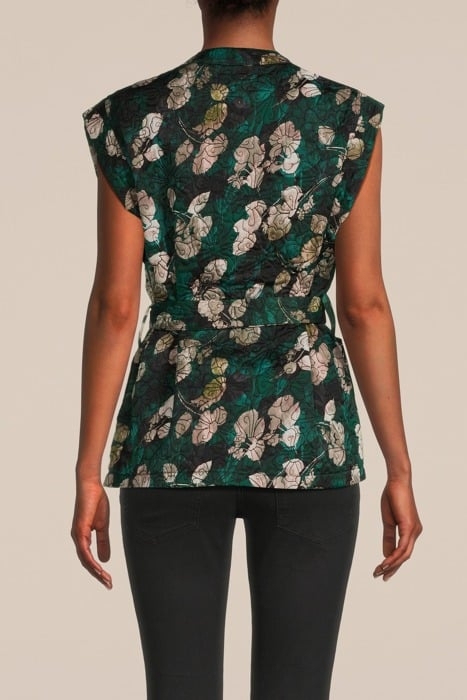 GILET FLOWER QUILTED PRINT GREENS 2