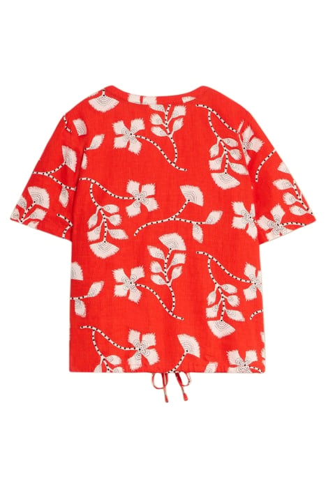 FERNE LINEN BLEND SHIRT RED PRINTED 2
