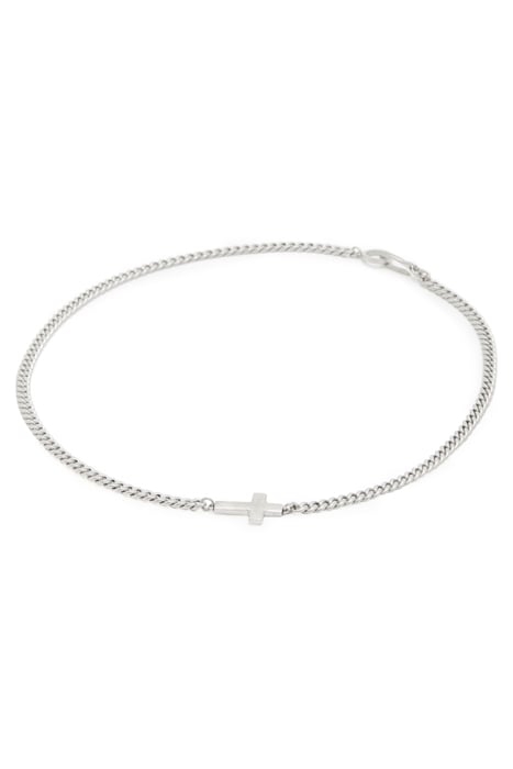CROSS CURB NECKLACE WARM SILVER 1