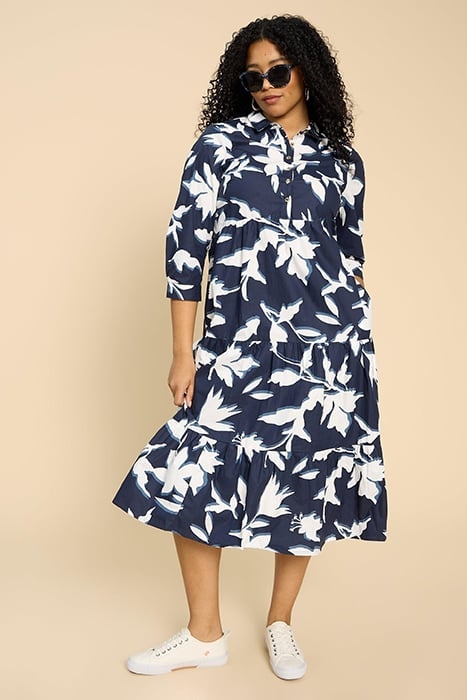 MAYRA TIERED SHIRT DRE NAVY PRINTED 1
