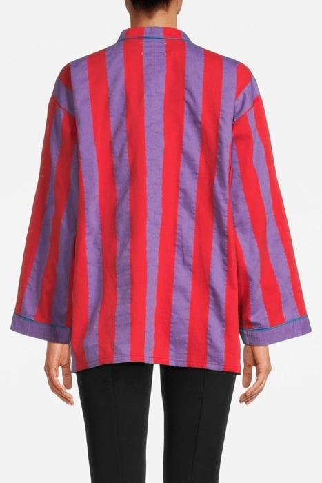 "CONTEMPORARY STRIPED POPLINE" PAJAMAS JACKET RED 2