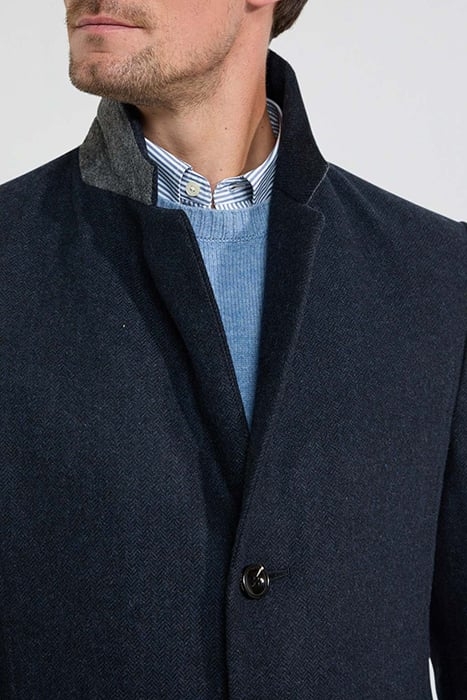 WOOL HERRINGBONE OVER COAT NAVY 6