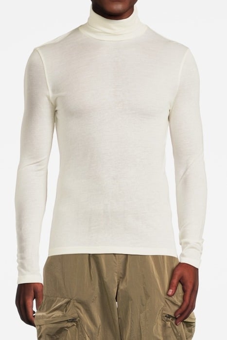 JERSEY ROLLER NECK TOP WHITE CHAL 1