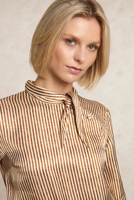 VISCOSE SCARF SHIRT IN BROWN 5