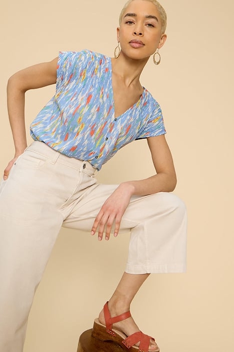 RAE COTTON VEST BLUE PRINTED 3