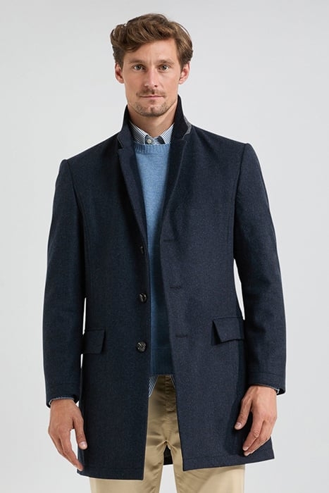 WOOL HERRINGBONE OVER COAT NAVY 1