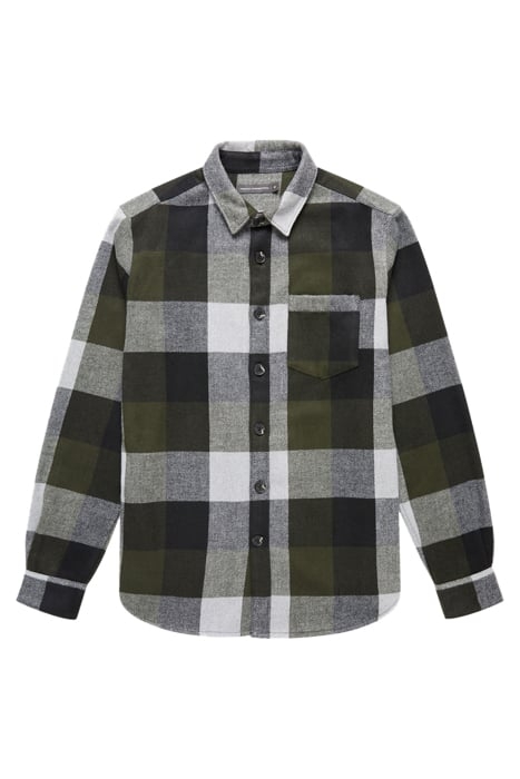 HEAVY LARGE CHECK OVERSHIRT KHAKI 1