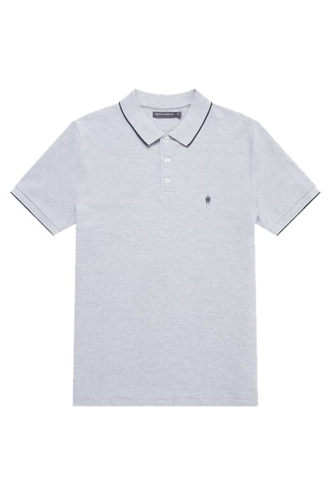 SINGLE TIPPED PIQUE POLO LGT GREY MEL/MARINE 1